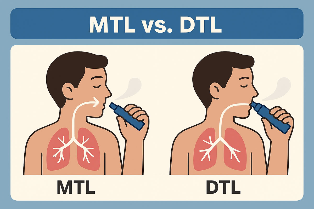 mouth to lung (MTL) vaping, tight draw vape, beginner vape quitting smoking, IGET One throat hit - Mouth-to-Lung (MTL) vs Direct-to-Lung (DTL) Vaping - Ecigator