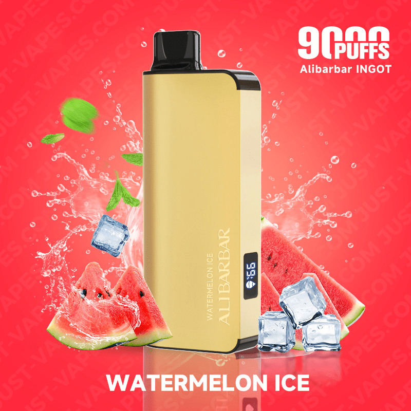 Watermelon Ice vape flavor ingredients, Alibarbar INGOT Watermelon Ice vape, fresh watermelon and ice cubes vape - WATERMELON ICE – ALIBARBAR INGOT – 9000 PUFFS – Just Vapes