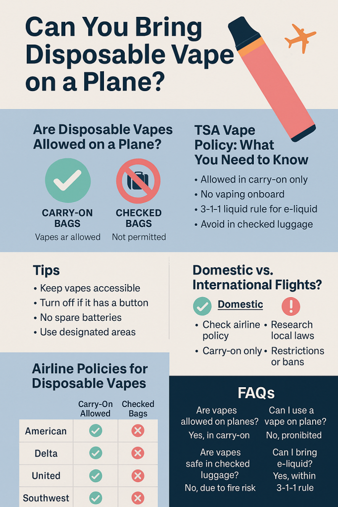vape travel carry-on luggage, vape airport security, disposable vape plane rules, electronic cigarette flight - Can You Bring Disposable Vapes on a Plane?
