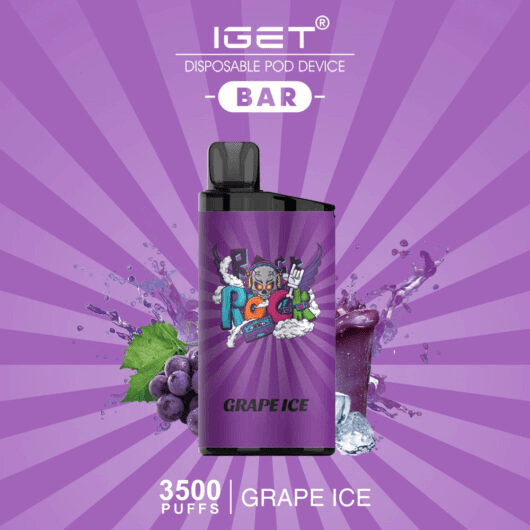IGET Bar Plus Grape Ice pod, popular grape vape flavor, purple cordial vape - IGET BAR Grape Ice - 3500 Puffs Disposable Vape
