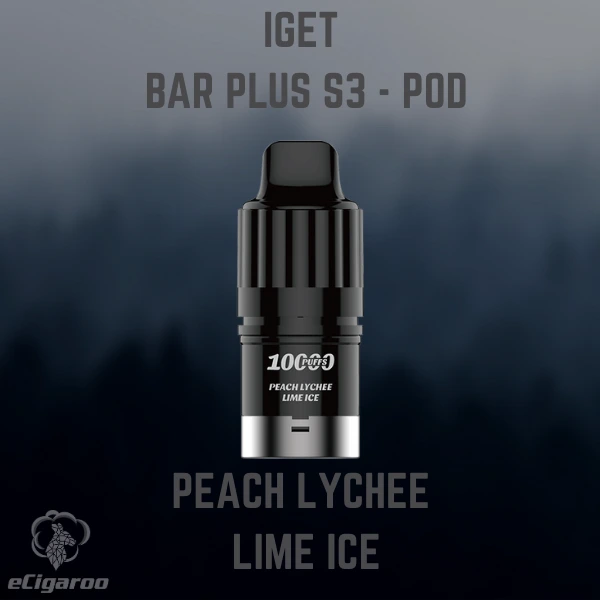 IGET BAR PLUS S3 Pod Peach Lychee Lime Ice, sophisticated vape blend, peach lychee lime IGET pod - IGET BAR PLUS S3 Peach Lychee Lime Ice – Exotic Chill