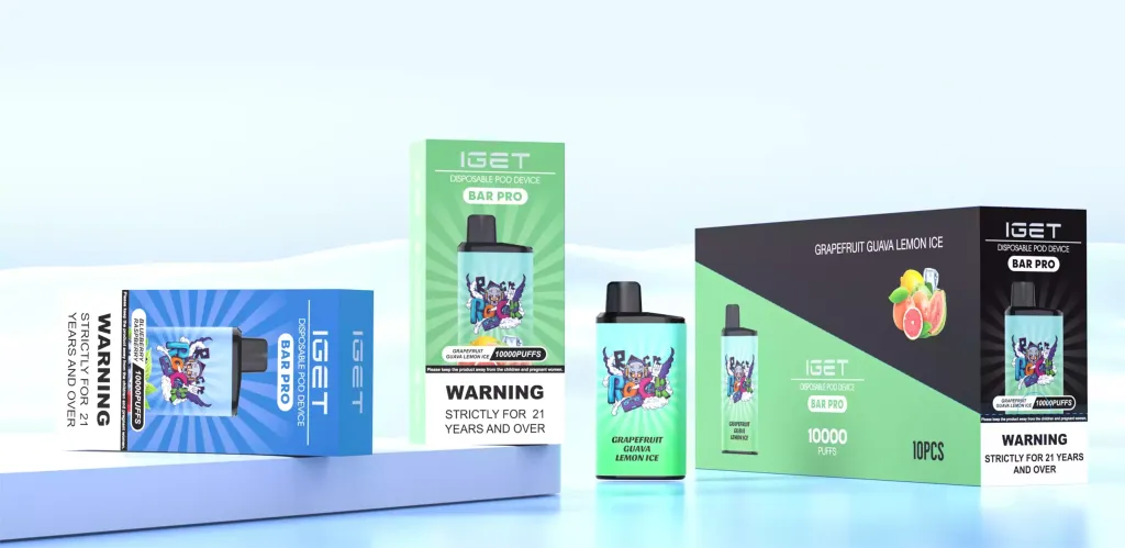 Disposable vape specifications comparison chart, Alibarbar INGOT 9000 vs IGET Bar PRO specs infographic, vape features comparison table - ALIBARBAR 9,000 puffs vs. IGET BAR PRO 10,000: Compare Now