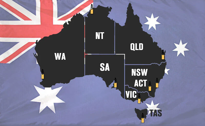 Australian state vaping laws map, vape laws by state Australia, public vaping zones - Australia Vaping Laws - Is Vaping Illegal in Australia?