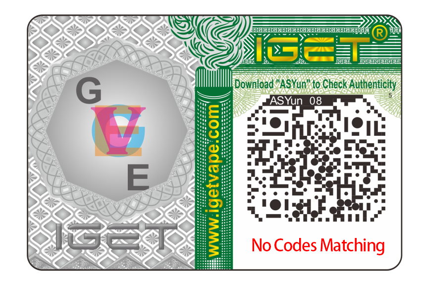 IGET vape authenticity scratch code, genuine IGET vape security sticker, vape anti-counterfeit feature - IGET -Product Authentication