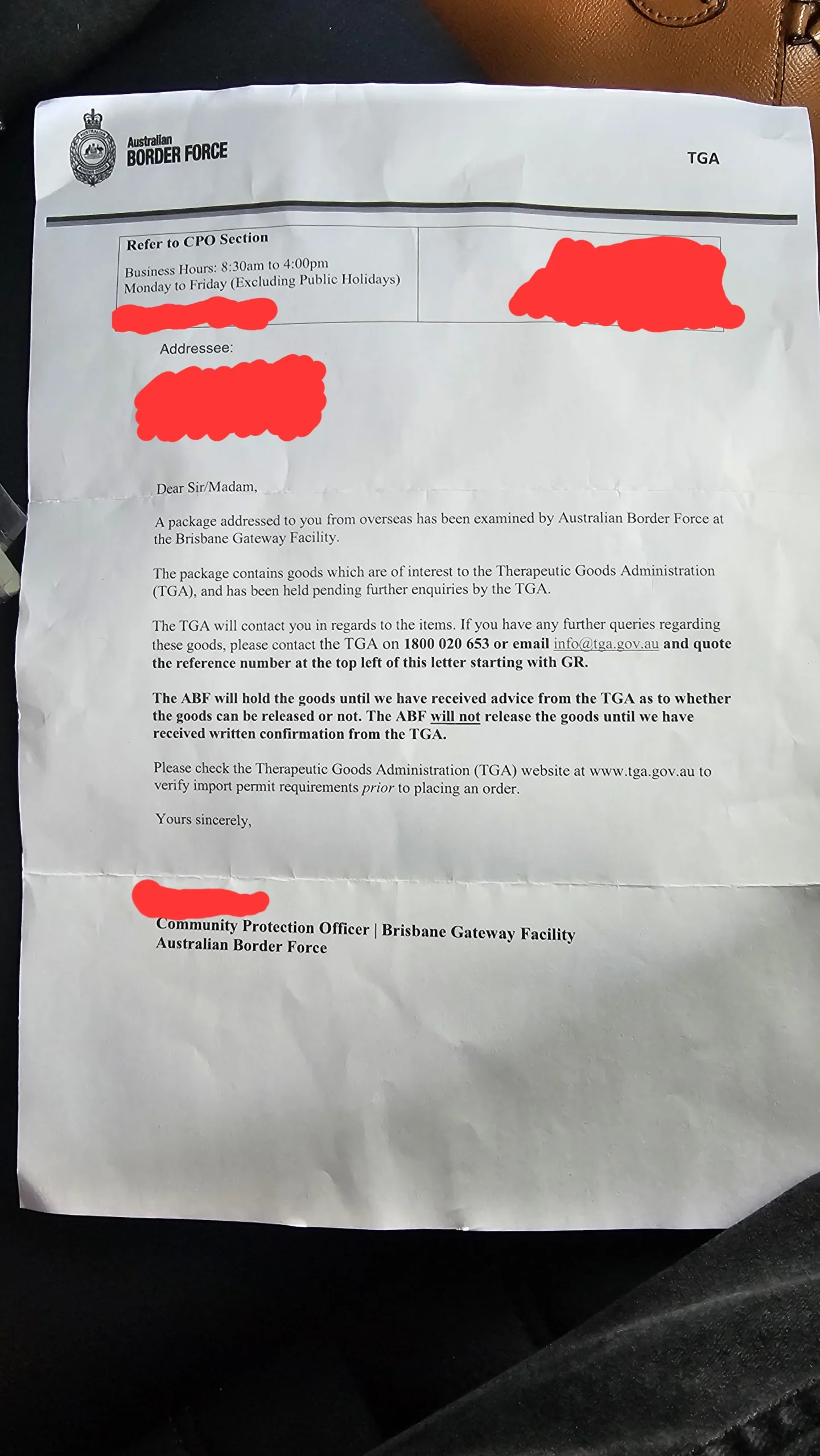 ABF vape shipment seized notice, customs confiscation illegal vape, package interception warning Australia - Just received this, currently terrified, am I in trouble. It was ...