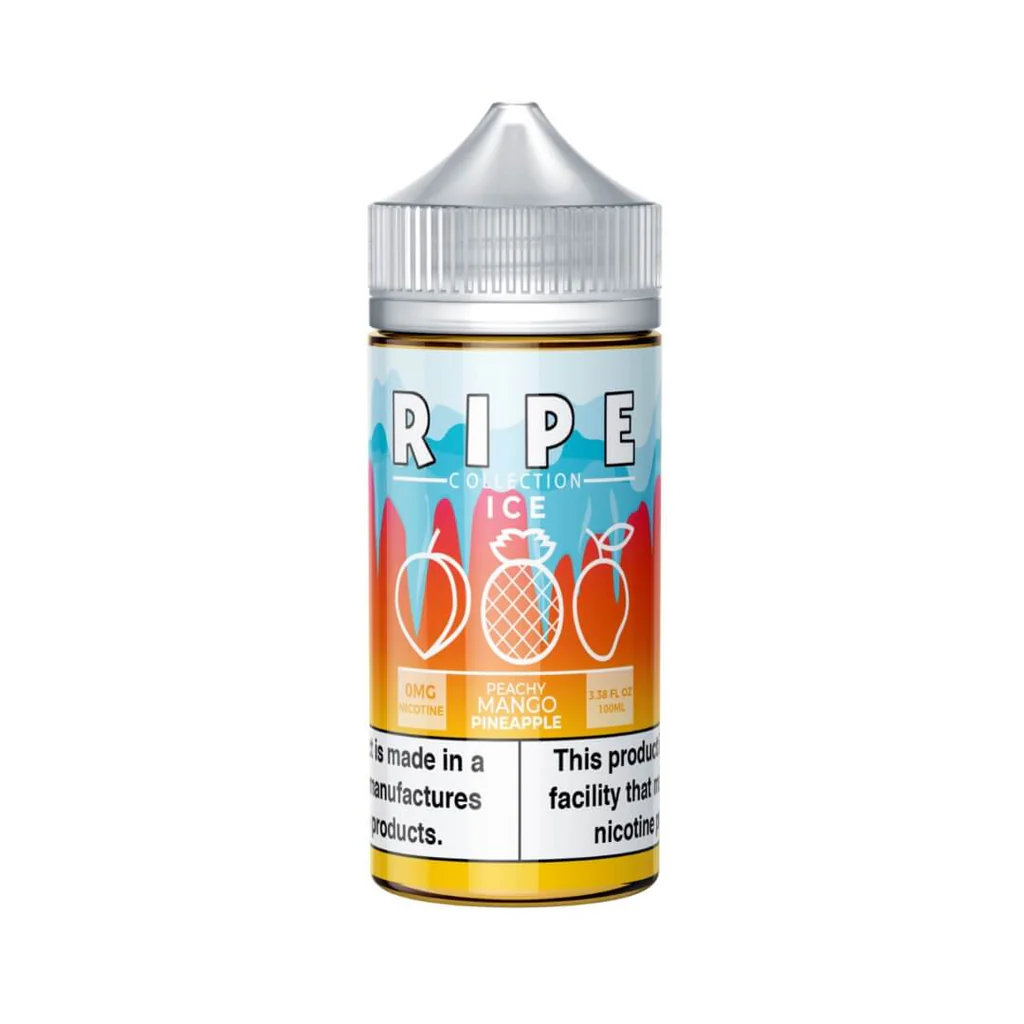 tropical fruit vape, exotic vape flavors, holiday themed e-liquid, mango pineapple passionfruit vape - Ripe Collection Ice Peachy Mango Pineapple eJuice — eJuiceDirect