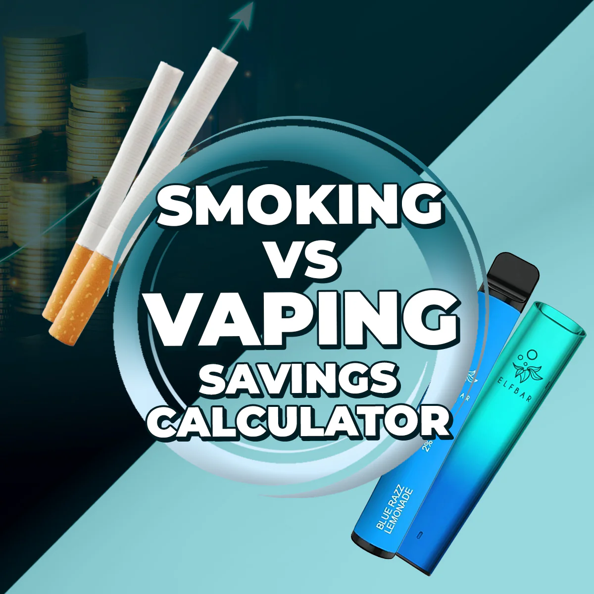 Vape cigarette equivalence, puff count calculator, math comparison smoking vs vaping, health comparison - Smoking vs Vaping Savings Calculator | How much do you save?