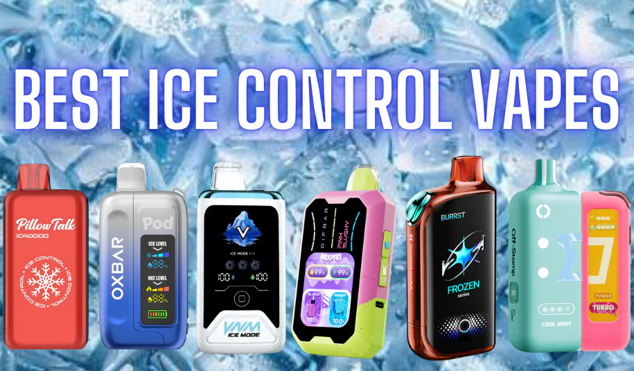 assortment of ice flavor disposable vapes, cooling vape collection, various frosty vape devices - Best Ice Control Vapes