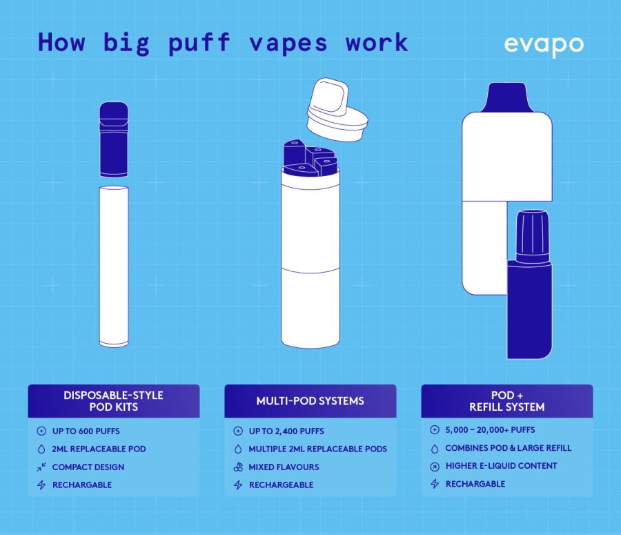 600 puff vape vs 10000 puff vape comparison, evolution of disposable vapes longevity - A guide to puff counts found in big puff vapes | Evapo