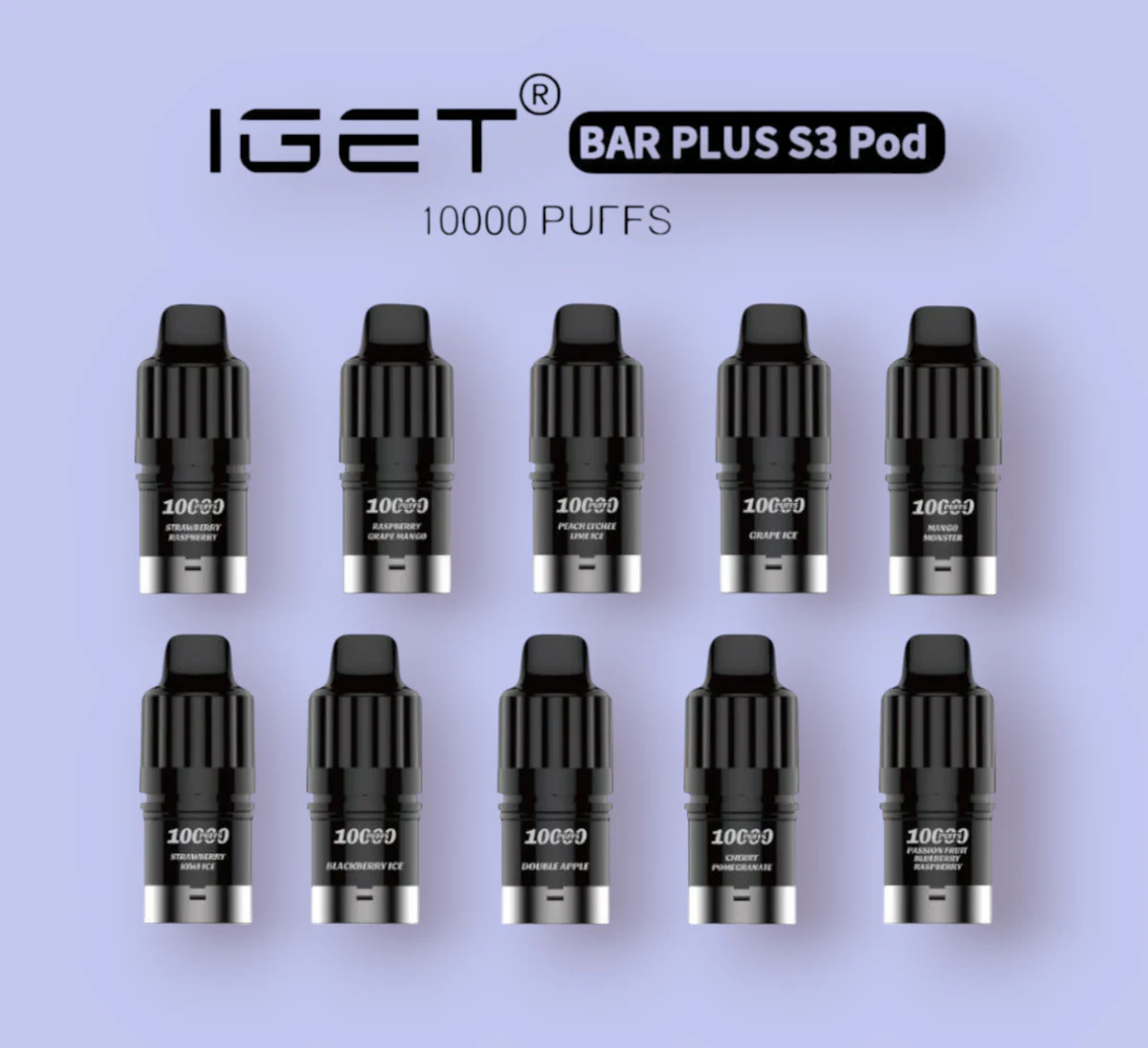 IGET BAR PLUS S3 pod system product shot, modular hybrid vape device replaceable pod - IGET Bar Plus S3 Pods Wholesale in Australia — 1 vape wholesale