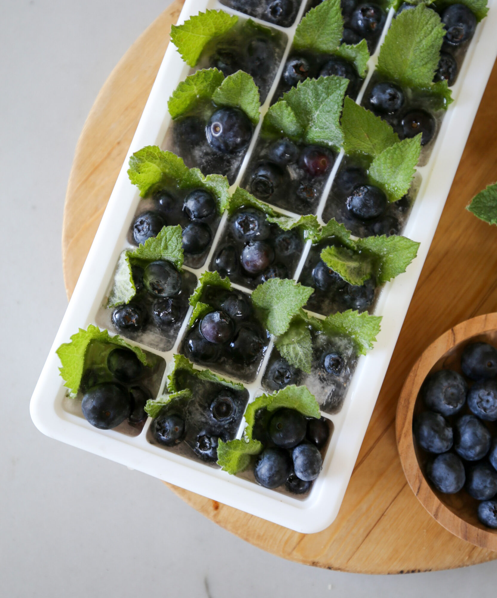 Ice cubes with mint and blueberries, frosty fruit, arctic freshness, cooling vape flavors concept - Blueberry Mint Summer Ice Cubes - SBK Living