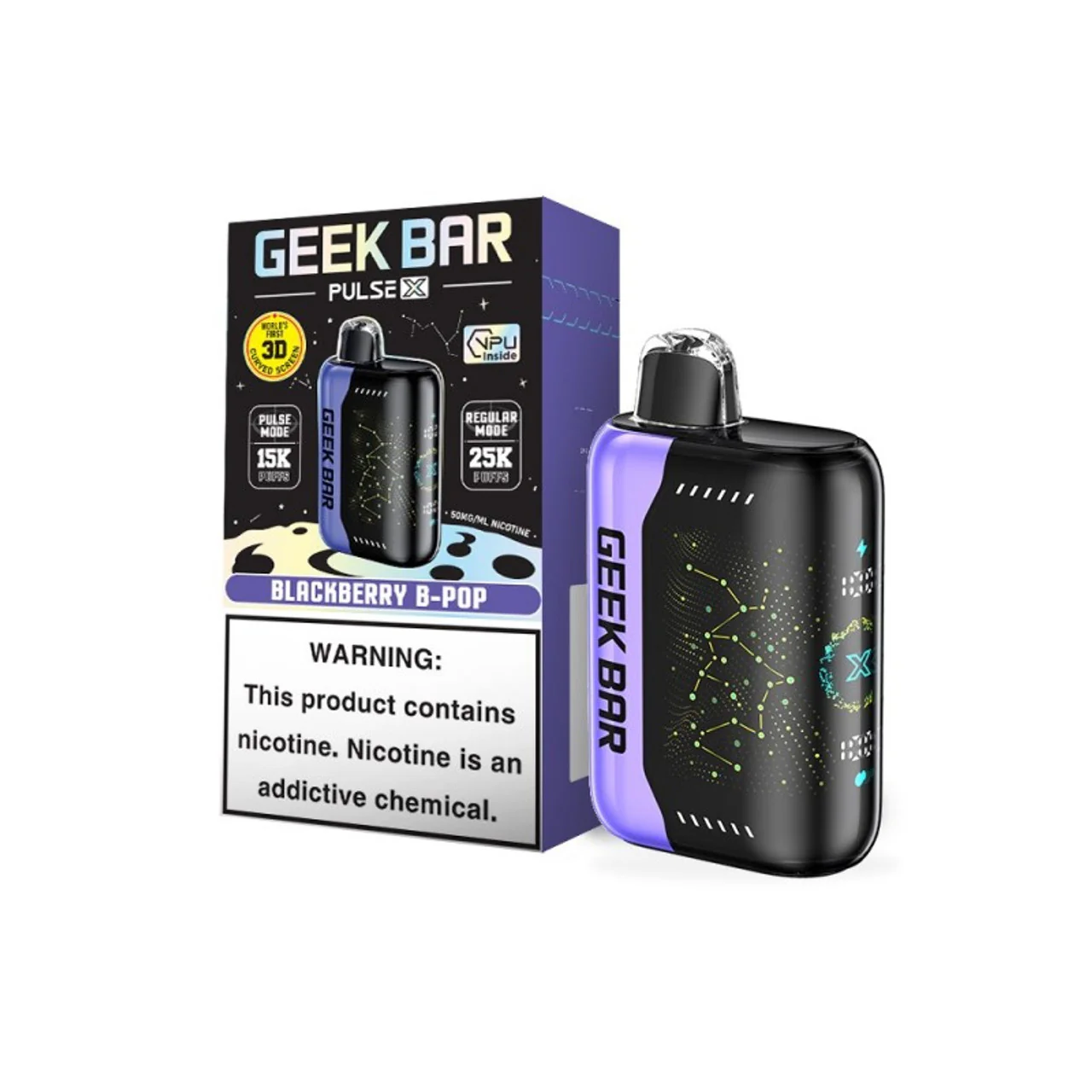 Geek Bar Pulse X 25000 3D curved screen, Geek Bar Pulse X Starry UI vape display, futuristic LED display vape animation - GEEK BAR PULSE X 25K PUFFS CURVED 3D SCREEN ...