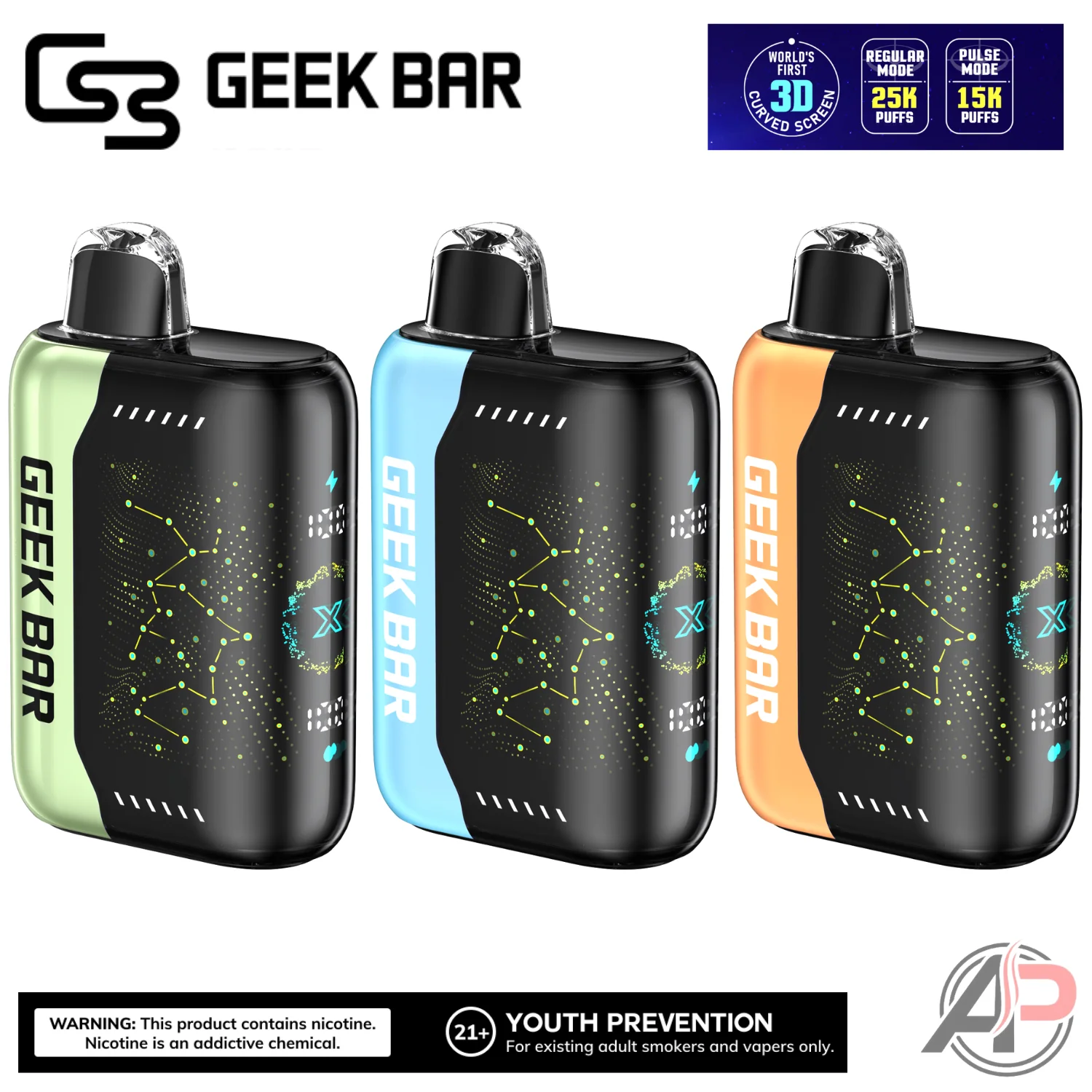 UMIN Geek Bar Pulse X 25000 vape, innovative disposable vape 3D screen, pulse mode vape technology, cutting edge vape Australia - Geek Bar Pulse X 25,000 Puffs Vape – Apvs