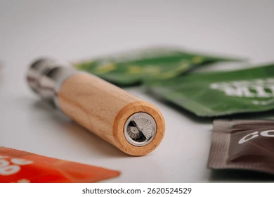 UMIN vape mouthpiece close up - Close-up Wooden Vape Device Mouthpiece Blurred Stock Photo ...