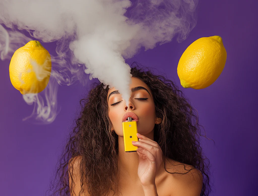 Refreshing vape Australia, person vaping on hot day, cool vapor exhale,