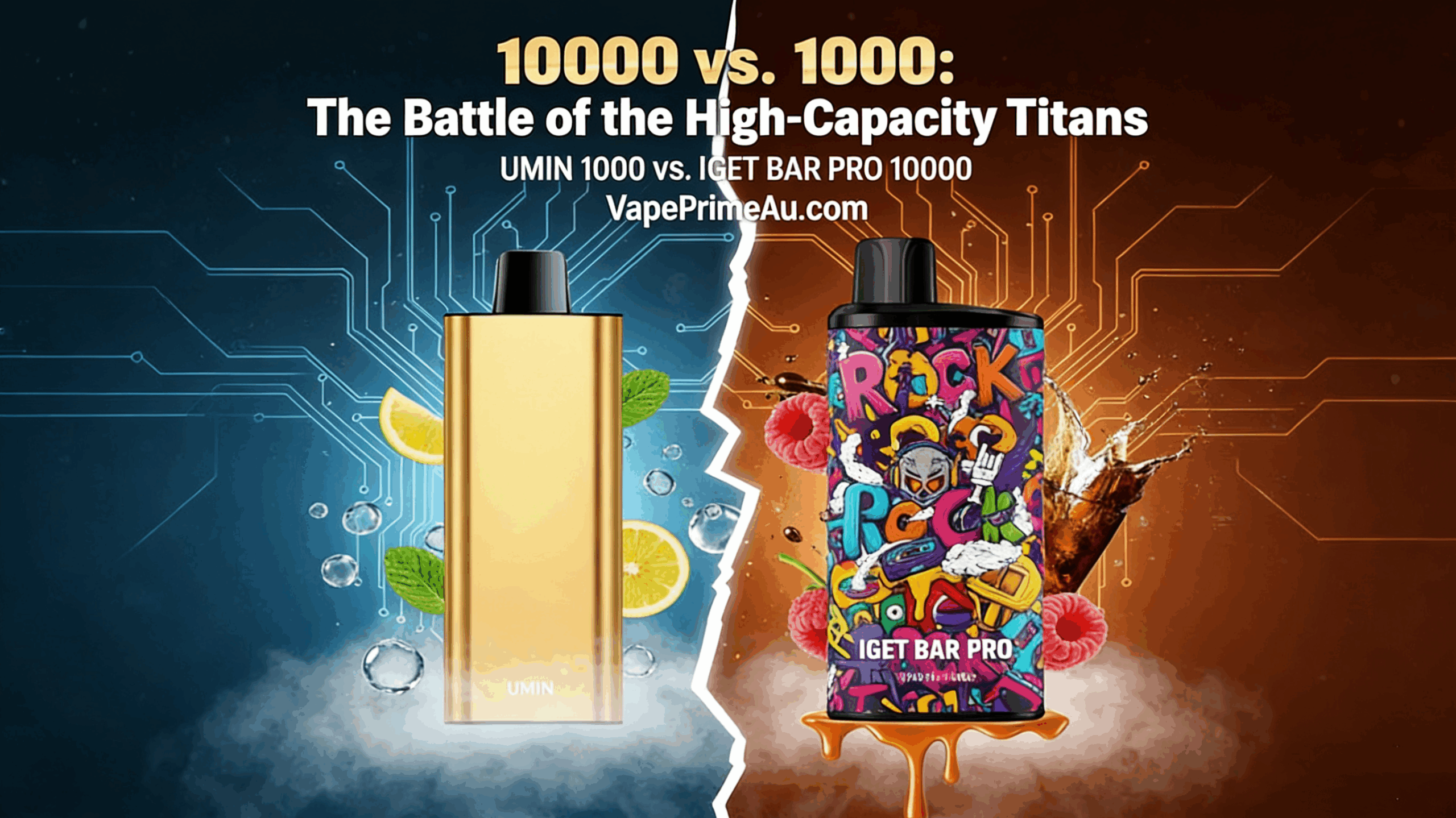 Disposable vape economic comparison infographic, UMIN 10000 vs iGet Moon K5000 value, cost-per-puff chart - UMIN 10000 vs IGET BAR PRO 10000: 10K Disposable Vape Review