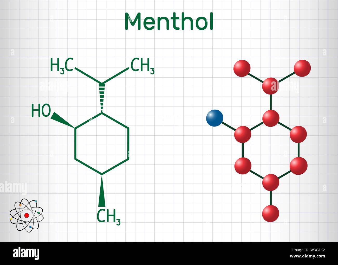 menthol molecular structure, WS-23 chemical formula, TRPM8 receptor cold sensation, cooling agent science - Menthol molecule, is found in peppermint and spearmint. It gives a ...