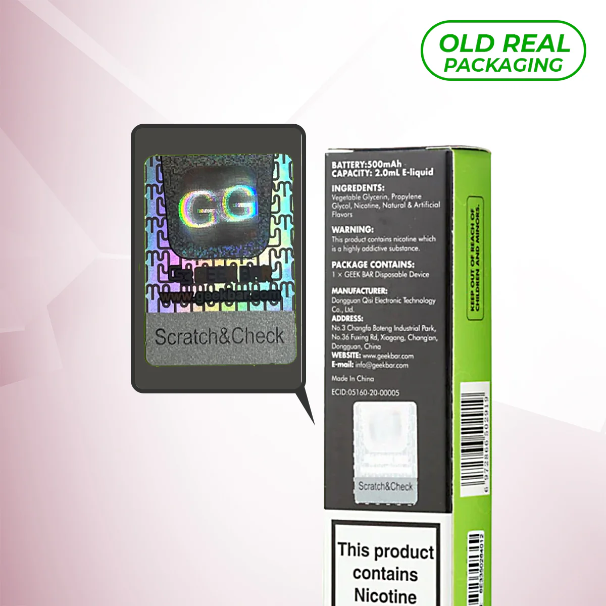 hand scratching security sticker on vape box, holographic scratch and verify label, unique security code reveal on vape - Geek Bar & Elf Bar Fake or Real? | How To Spot Check Yours!