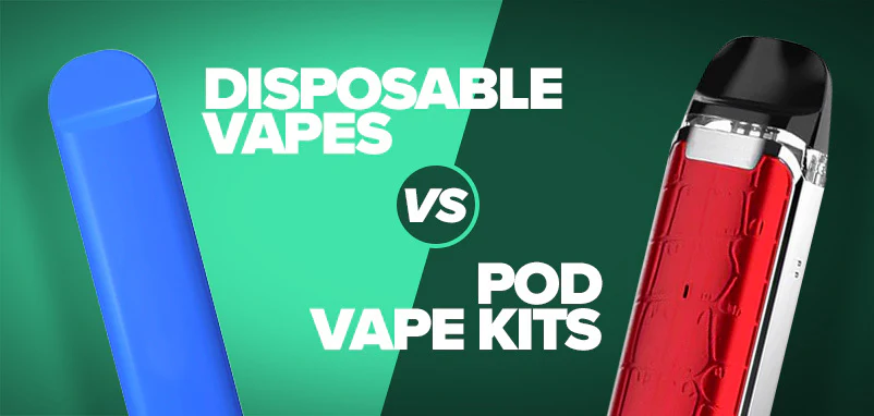Disposable vape power vs portability comparison, large vape small vape size trade-off, juice box size vape vs sleek disposable vape - Disposables Vapes vs Vape Pod Kits - Which is better?