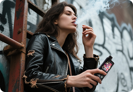 UMIN vape quiet luxury aesthetic, Melbourne laneway cafe, person holding matte vape casual, creative hub lifestyle - UMIN VAPE