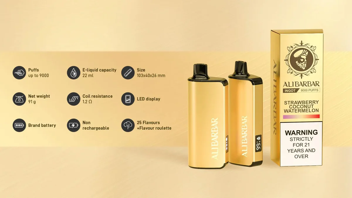 Alibarbar INGOT 9000 puffs disposable vape, social vaping friends, premium vape experience, flavored vape - Alibarbar Ingot 9000 Disposable Vape – Ribena Amazon ...