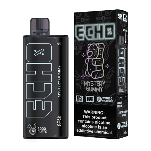 black box disposable vape, mysterious vape, unknown e-liquid level, hidden battery indicator - Mystery Gummy Disposable Vape (8000 Puffs) by ECHO - Ejuice ...