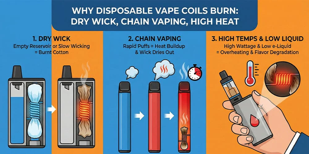 why disposable vape coils burn